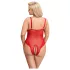 Cottelli Curves - body dam spets transparent röd - 2XL