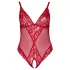 Cottelli Curves - body dam spets transparent röd - 2XL