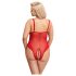 Cottelli Curves - body dam spets transparent röd - 3XL