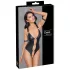 Cottelli Bondage - öppen body med ringar - blank svart - L