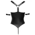 Cottelli Bondage - öppen body med ringar - blank svart - L