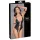 Cottelli Bondage - öppen body med ringar - blank svart - XL