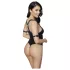 Cottelli Bondage - öppen body med ringar - blank svart - XL