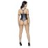 Cottelli Bondage - glänsande, ringdetalj, öppen body (svart) - XL