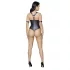 Cottelli Bondage - öppen body med ringar - blank svart - XL