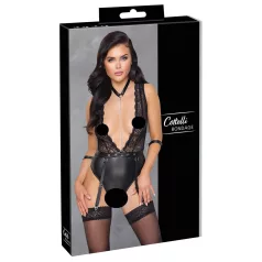 Cottelli Bondage - body med spets och halsband - svart