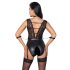 Cottelli Bondage – spetsig body med halsband (svart)