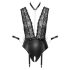 Cottelli Bondage – spetsig body med halsband (svart) - M