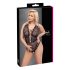 Cottelli Curves Plus Size - transparent mönstrad body - svart - 90D/XL