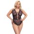 Cottelli Curves Plus Size - transparent mönstrad body - svart - 90D/XL