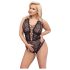 Cottelli Curves Plus Size - transparent mönstrad body - svart - 90D/XL