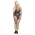 Cottelli Curves Plus Size - transparent mönstrad body - svart - 90D/XL