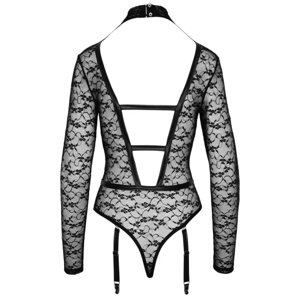 Cottelli - transparent kroppsbodysuit med band - svart - M