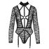 Cottelli - genomskinlig, rem-bodysuit (svart) - M