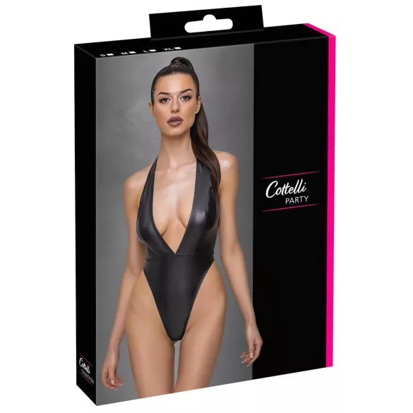 Cottelli Party - body med halterneck - glansig - svart - M