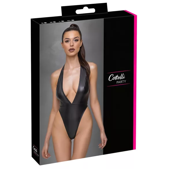Cottelli Party - body med halterneck - glansig - svart - L