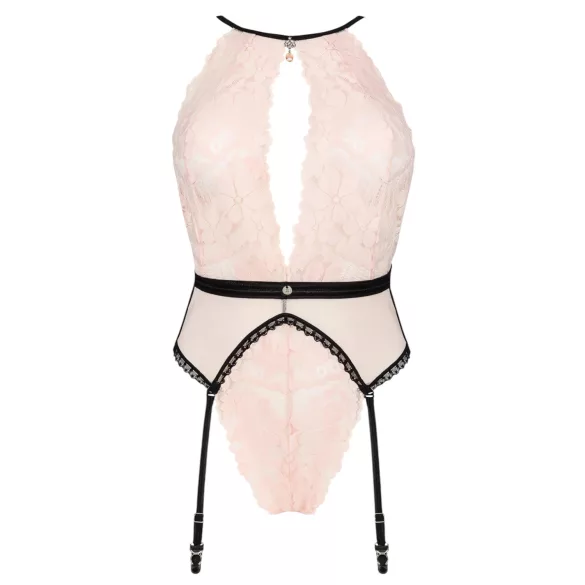 Obsessive - body med strumpebandshållare - rosa - L/XL