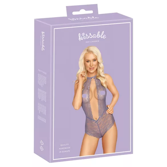 Kissable - body med halsband - spets - lila - L/XL