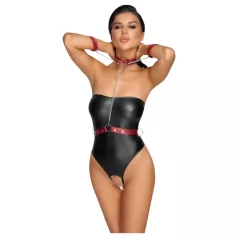 Cottelli Bondage - glansig body med armbojor (svart) - M