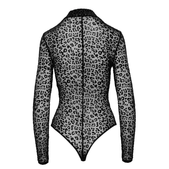 Noir - leopardmönstrad långärmad body (svart)