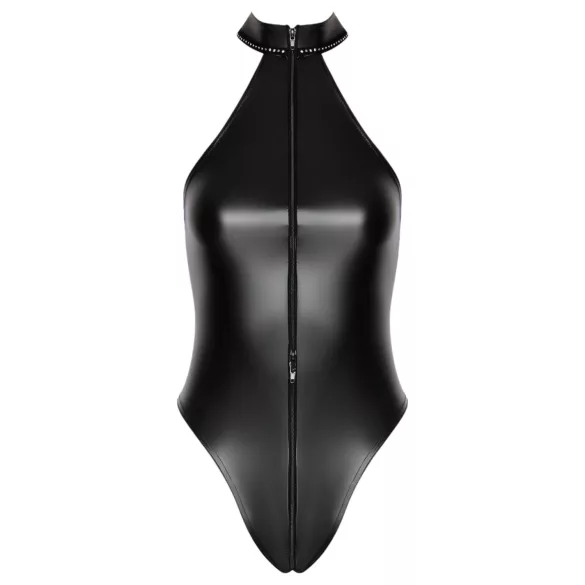 Noir - glansig body med halterneck (svart)