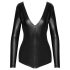 Noir - glansig långärmad body (svart) - M