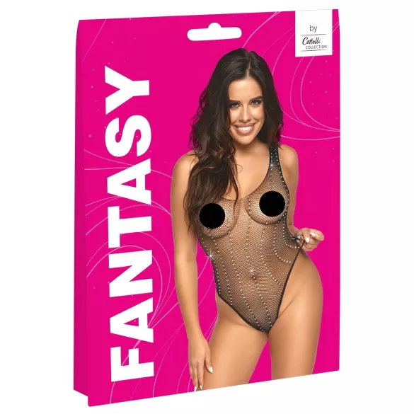 Cottelli - nätbody med strass - svart - S-L