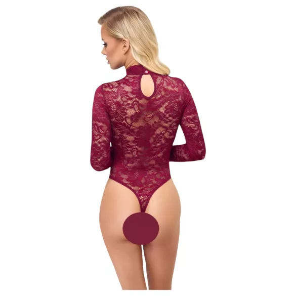 Cottelli - transparent spetsbody (röd) - L