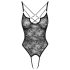 Cottelli - transparent spetsbody med öppning (svart)