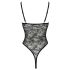 Cottelli - transparent spetsbody med öppning (svart)