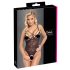 Cottelli - transparent spetsbody med öppning (svart)
