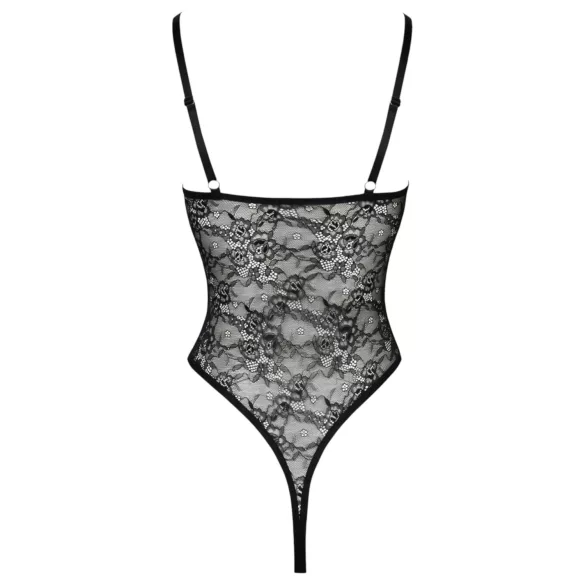 Cottelli - transparent öppen spetsbody - svart - M