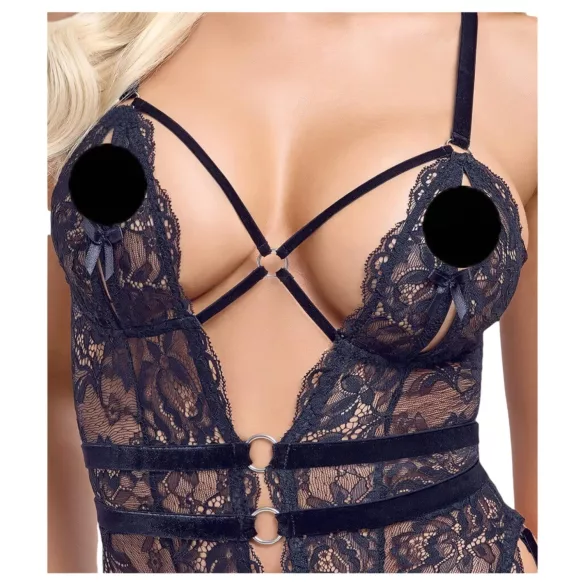 Cottelli - öppen body med remmar - svart - M