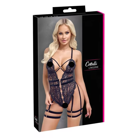Cottelli - öppen body med remmar - svart - M