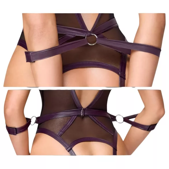Cottelli Bondage - öppen body och armbojor (svart) - L