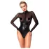 Noir - body med transparent insats - glansig - svart