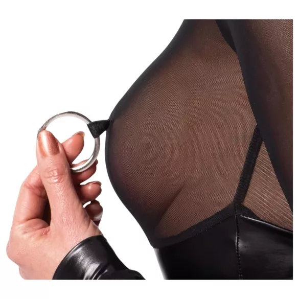 Noir - body med transparent insats - glansig - svart