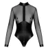 Noir - body med transparent insats - glansig - svart