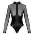 Noir - Glänsande body med transparent panel (svart) - L