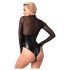 Noir - body med transparent insats - glansig - svart - XL