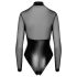 Noir - body med transparent insats - glansig - svart - XL