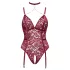 Cottelli Curves - body med kedjedetaljer - röd spets - 2XL