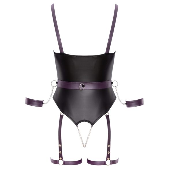 Cottelli - öppen bondagebody med handbojor - svart