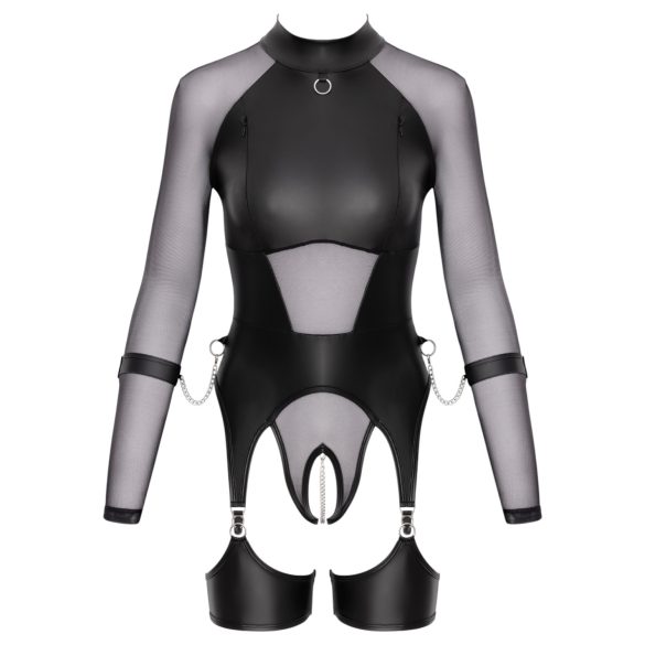 Cottelli Bondage - transparent topp med handbojor - svart - L