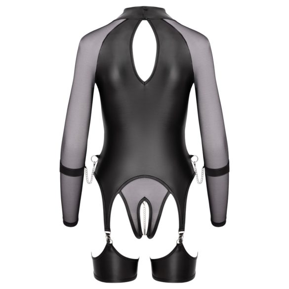 Cottelli Bondage - transparent topp med handbojor - svart - L