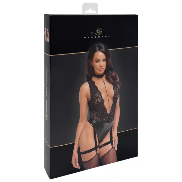 Noir Libido - body med strumpeband - svart - L
