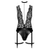 Noir Libido - body med strumpeband - svart - L