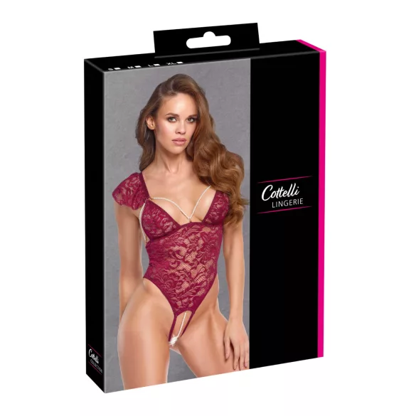 Cottelli - body med spets och pärlor - röd - M