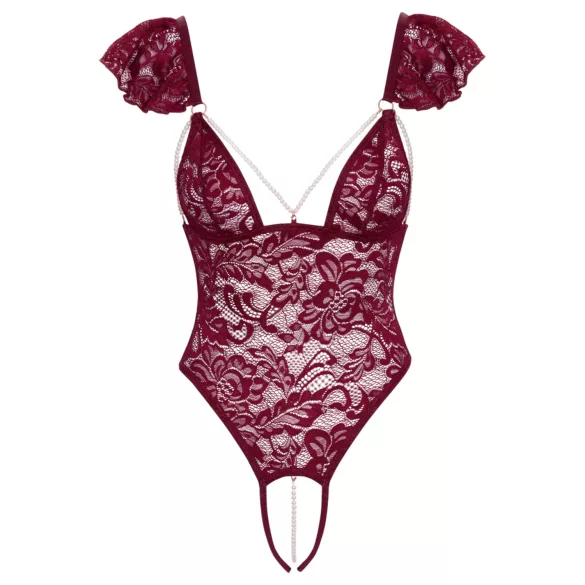 Cottelli - body med spets och pärlor - röd - M