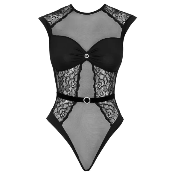 Cottelli - body med spets - transparent - svart